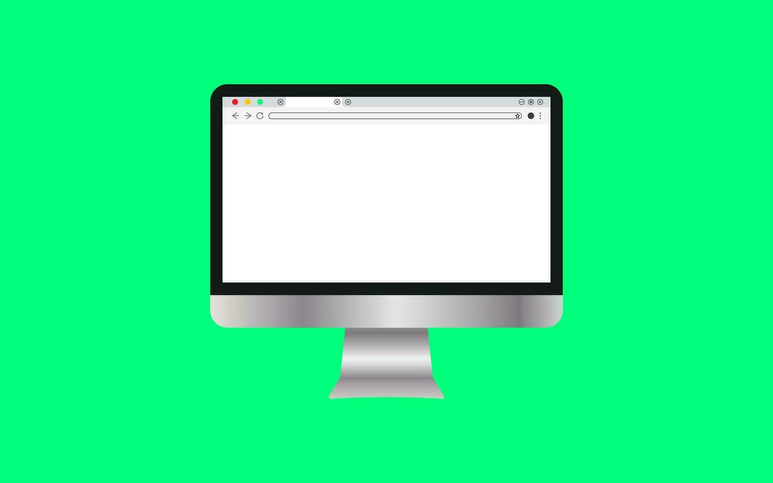 Simple white Web browser window with a green background. vector