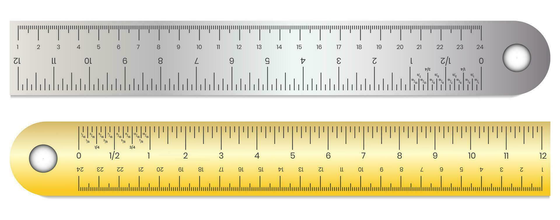 Ruler with inch, centimeter and millimeter scale for apps or website vector