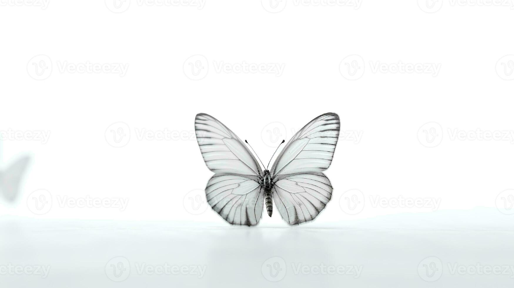 Photo of a Black veined White Butterfly on white background