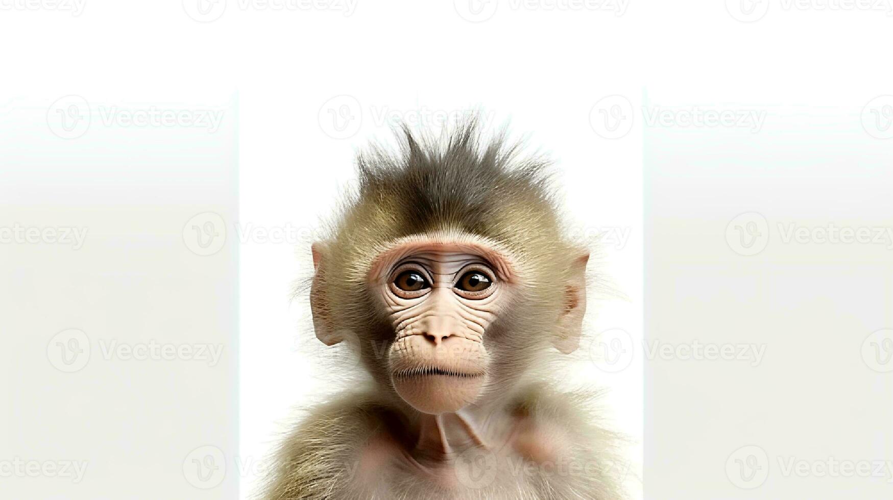 foto de un babuino en blanco antecedentes. generativo ai