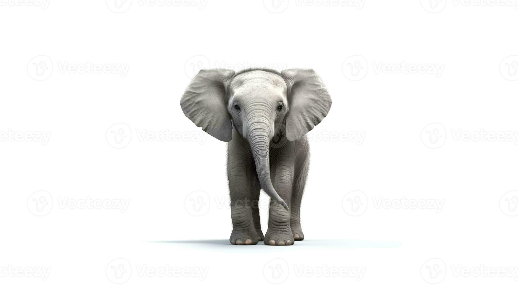 Photo of a elephant on white background. Generative AI