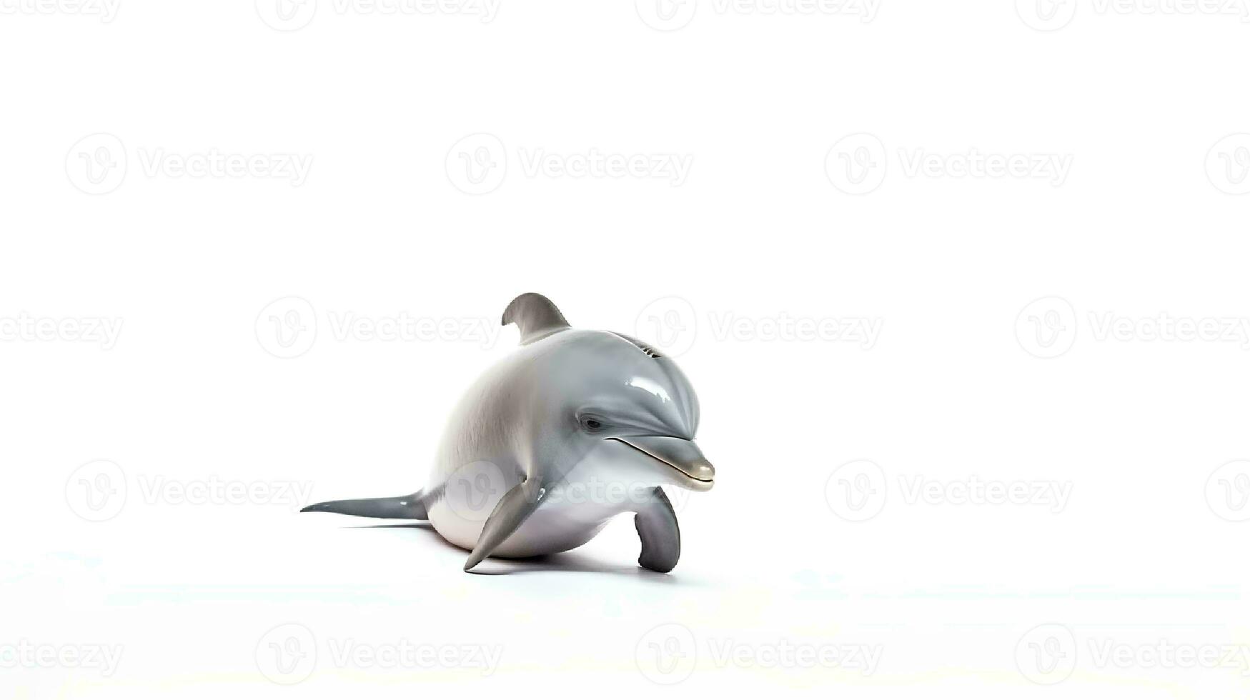 Photo of a dolphin on white background. Generative AI