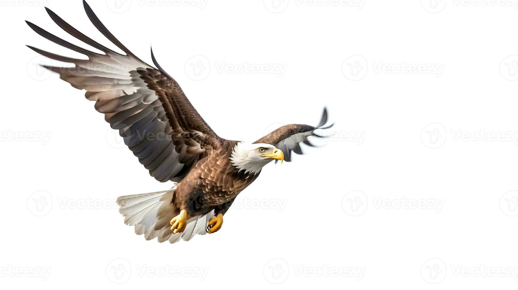 Photo of a Bald Eagle on white background. Generative AI