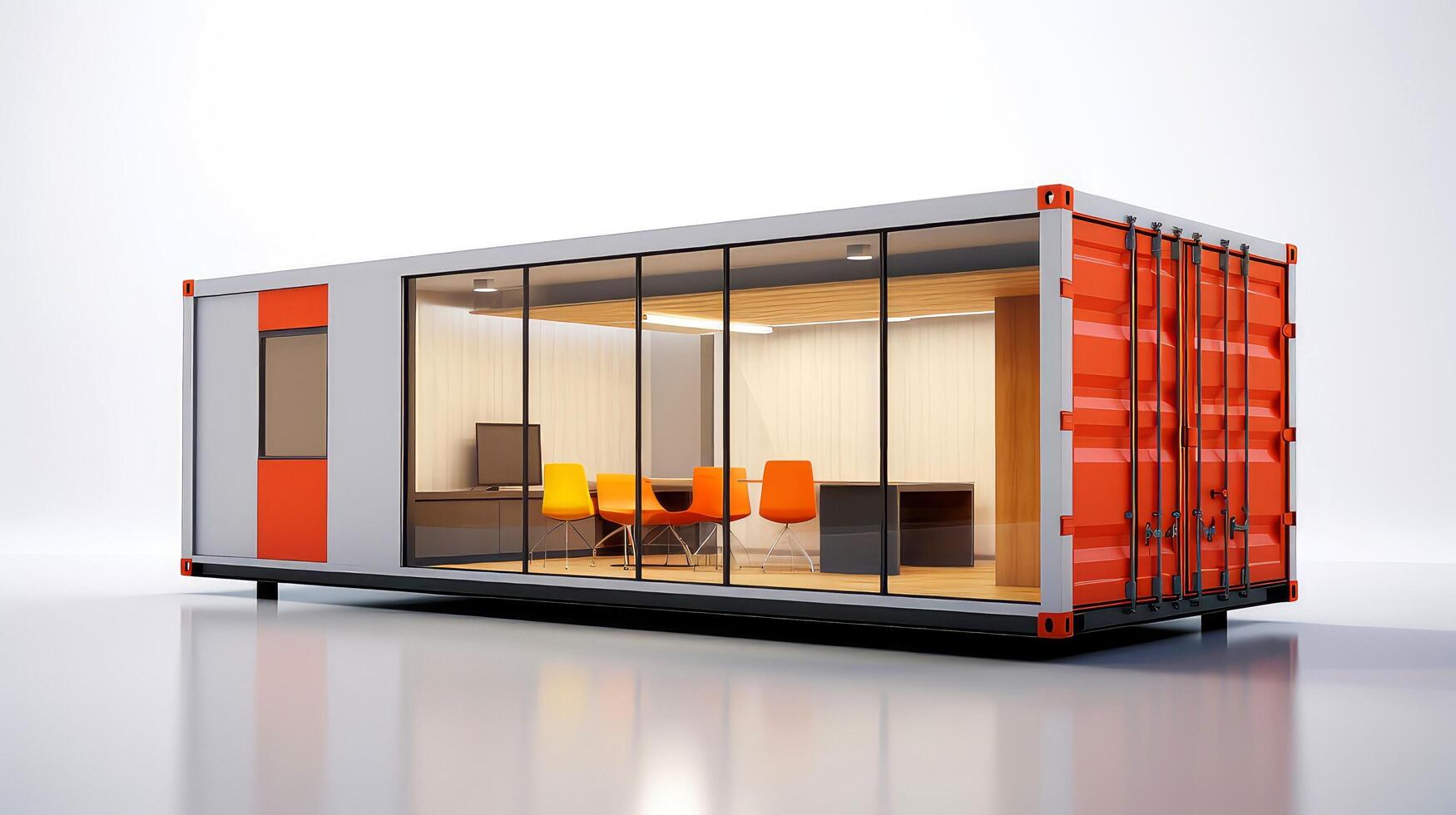Mobile office buildings or container site office for construction site. Shipping container. Portable house and office cabins, illustration photo