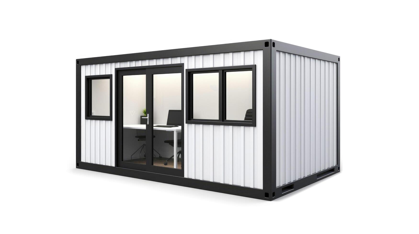 Mobile office buildings or container site office for construction site. Shipping container. Portable house and office cabins, illustration photo