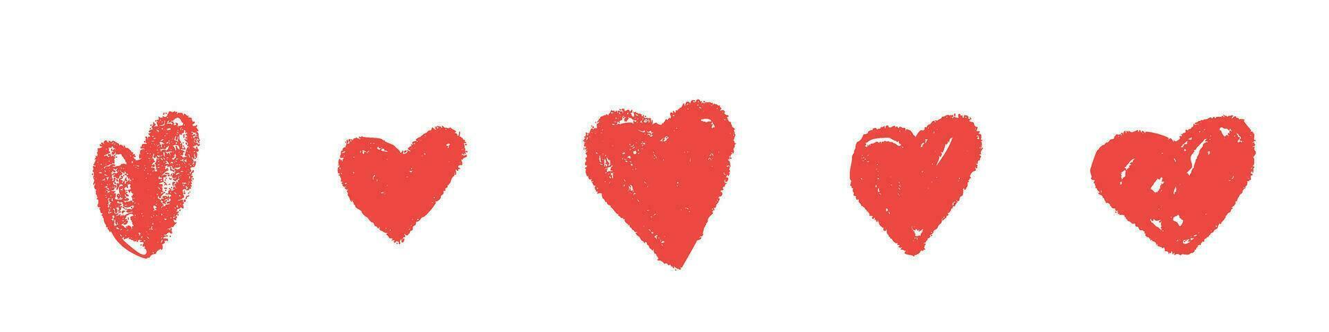 Love Heart Vector Icon with Grunge Brush Paint. Abstract Sketch Shape for Valentine's Day Design. Isolated Red Heart on White Background.