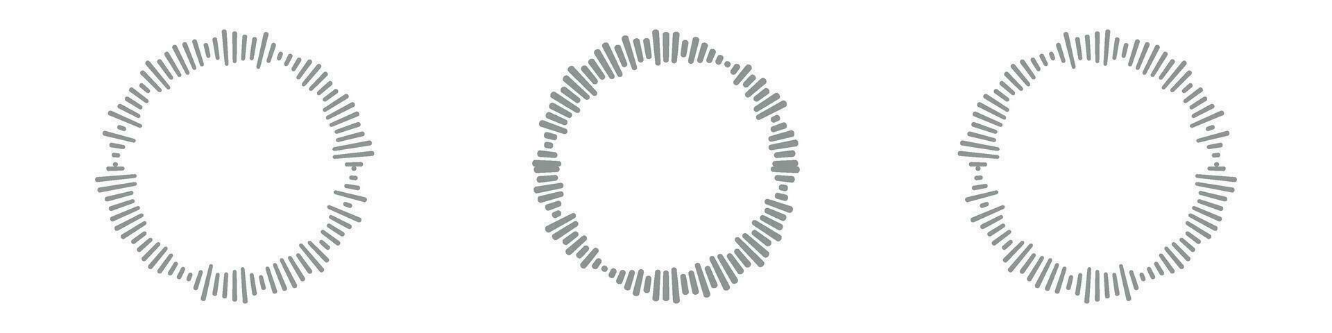 Sound Wave Collection. Play rhythm with audio bars, voice messages, and radio icons. A symphony of music in vector form. Flat illustrations isolated on white background.