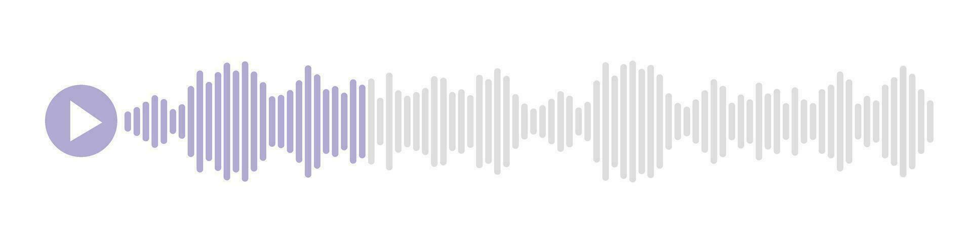 Audio Play Bar Icon. Music symbols with voice messages, radio sounds and wave forms. Sound effects in play form. Flat vector illustrations isolated on white background.
