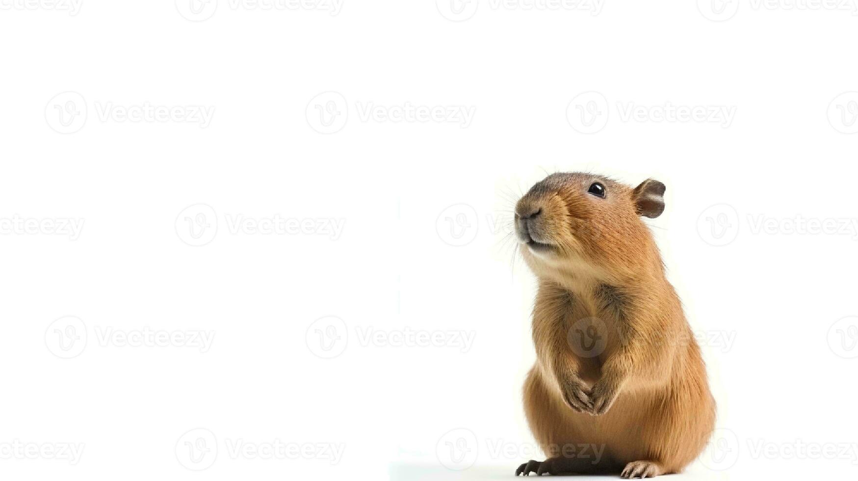 Photo of a capybara on white background. Generative AI