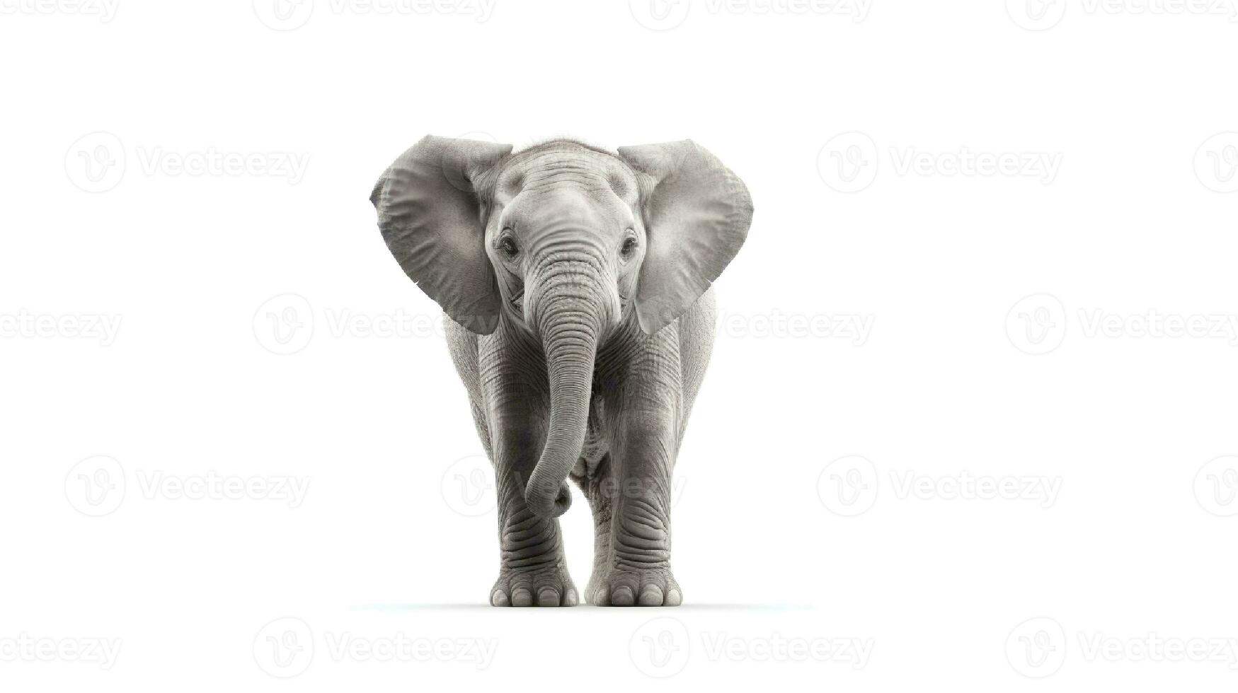 Photo of a elephant on white background. Generative AI