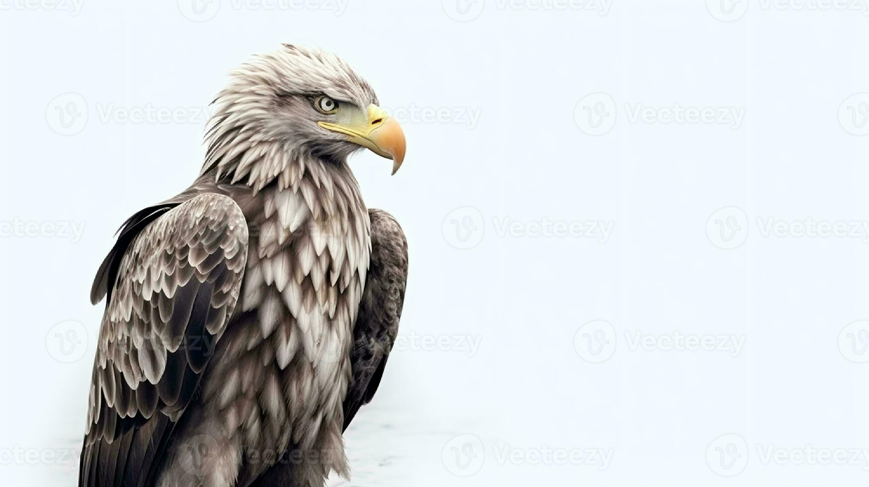 foto de un calvo águila en blanco antecedentes. generativo ai