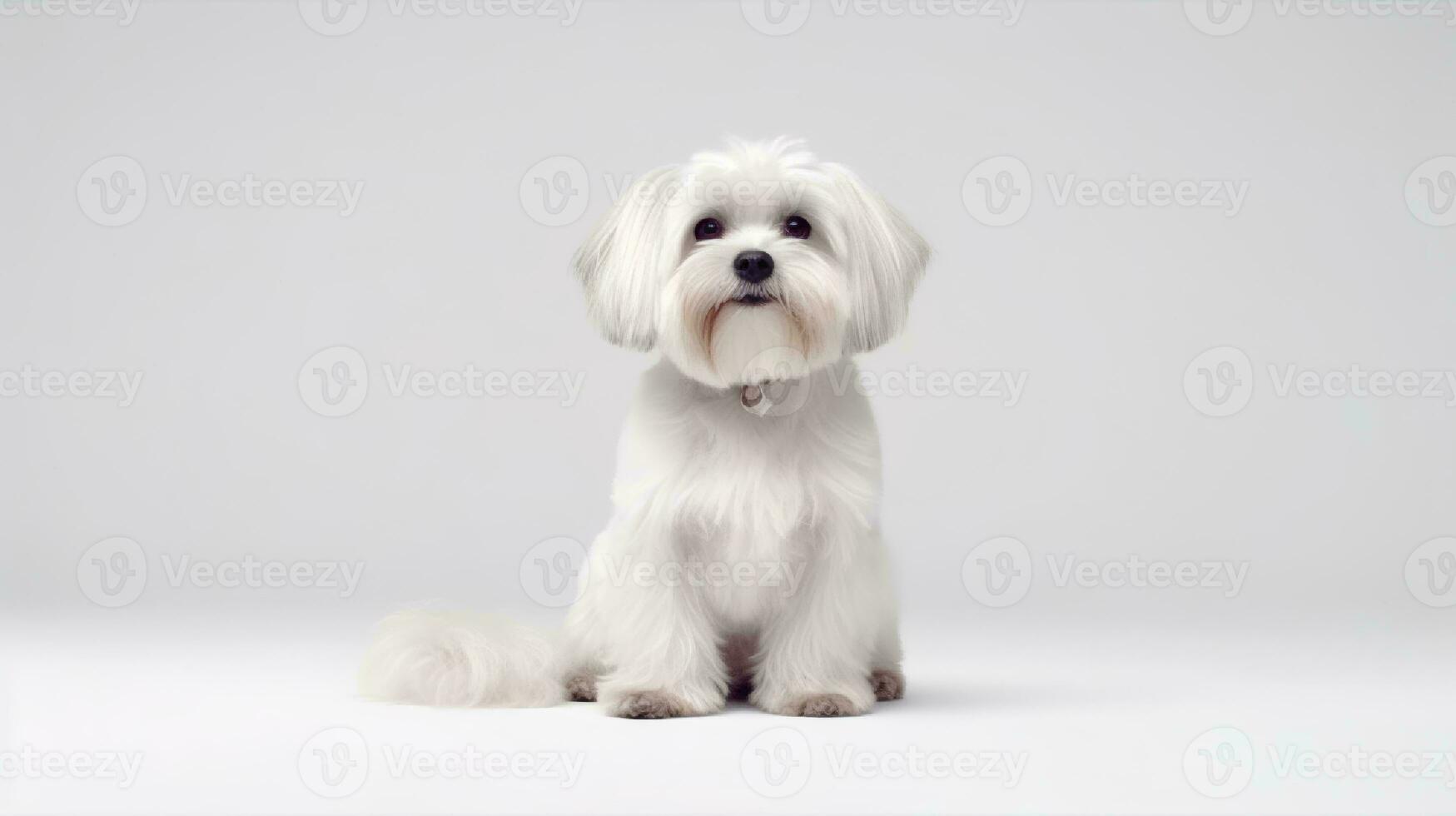 Photo of a lhasa apso on white background. Generative AI