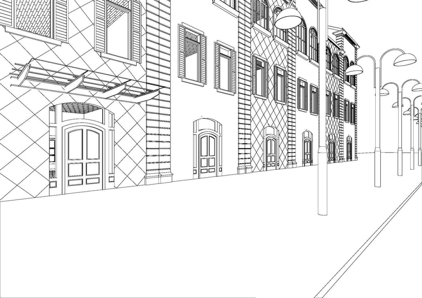 3D illustration of building project vector