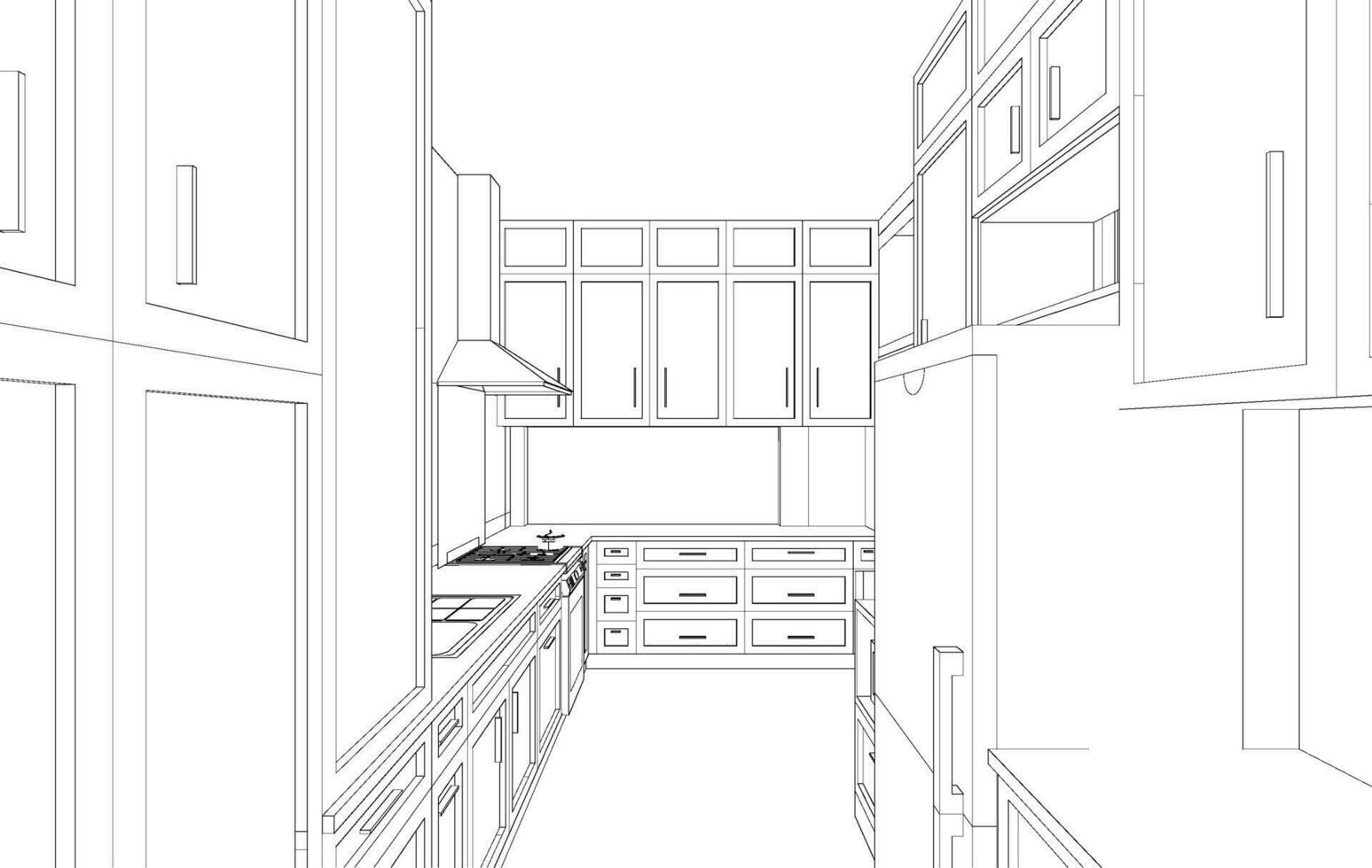 3D illustration of kitchen room vector
