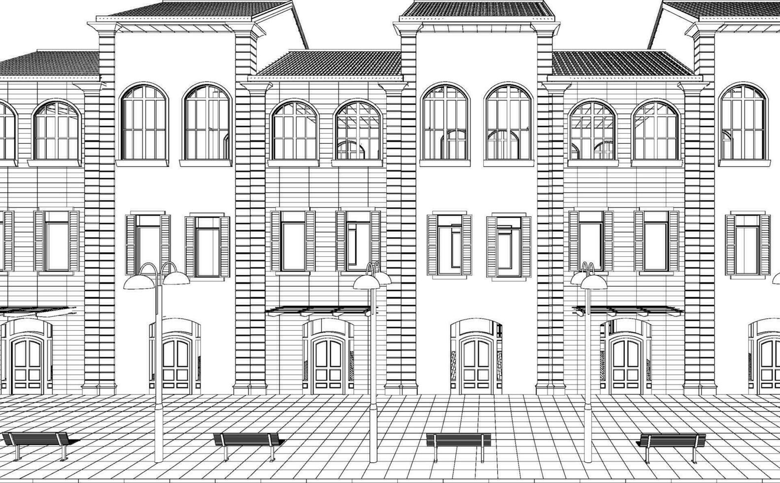3D illustration of building project vector