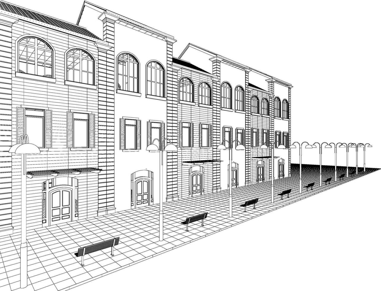 3D illustration of building project vector