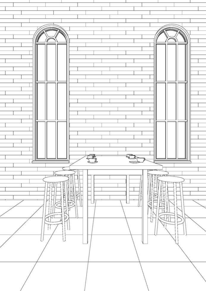 3D illustration of coffee shop vector