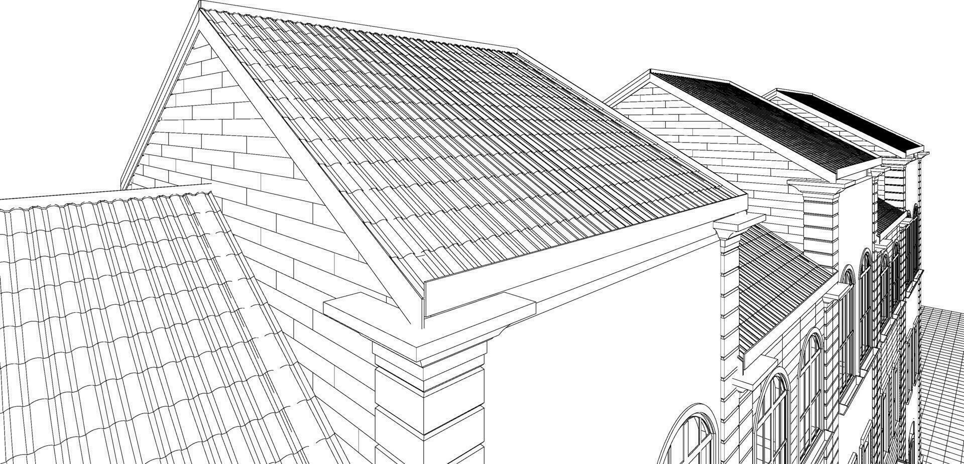 3D illustration of building project vector