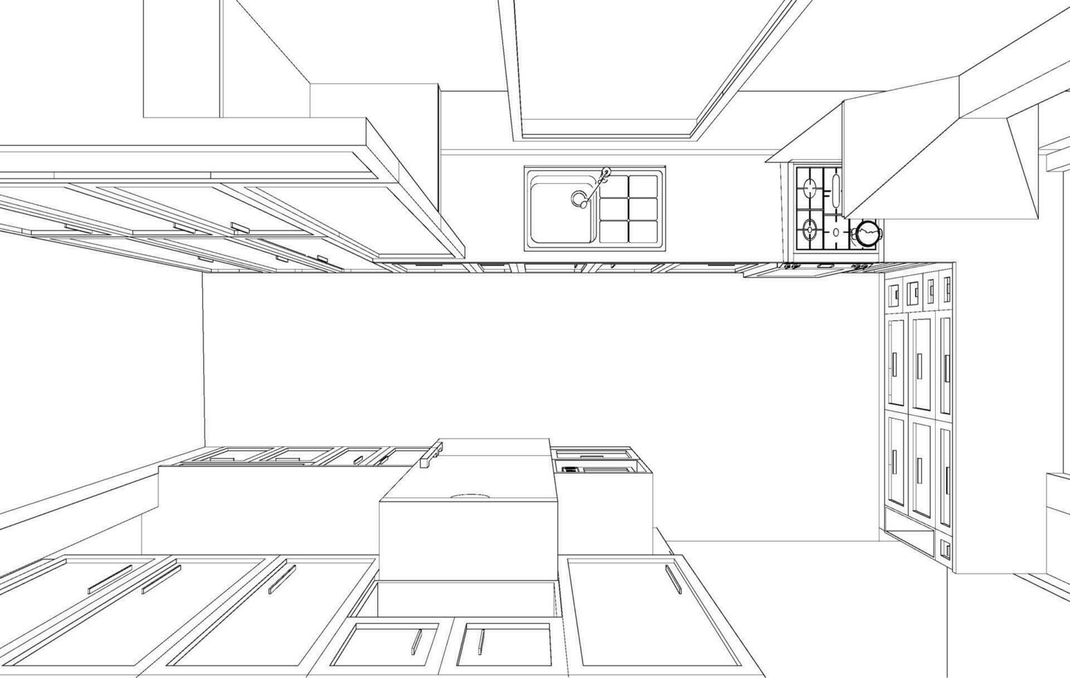 3D illustration of kitchen room vector