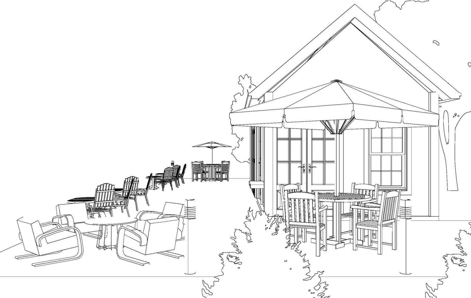 3D illustration of restaurant and coffee shop vector