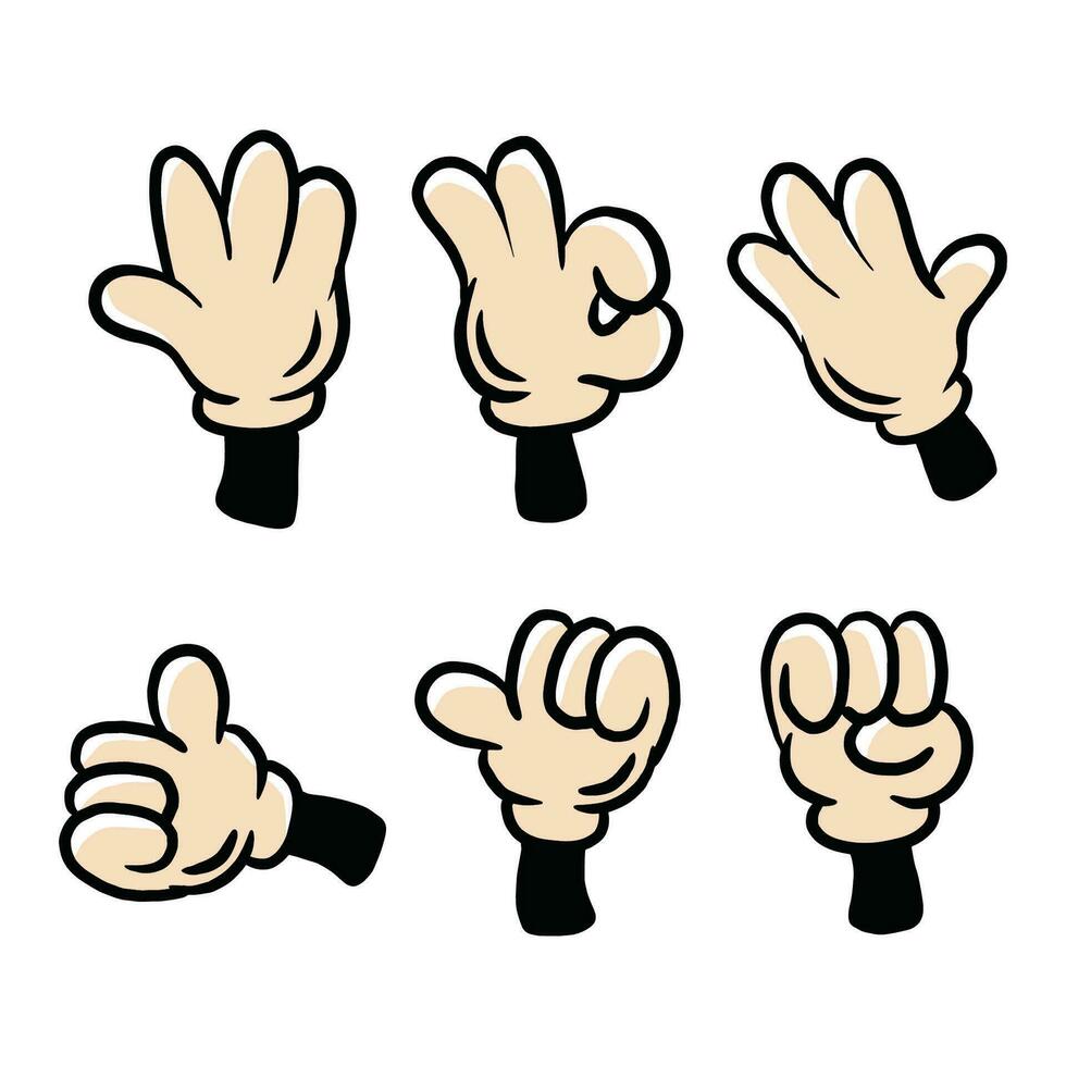 Cartoon hand vector set