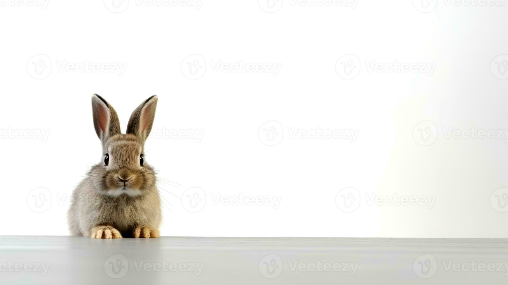 Photo of a rabbit on white background. Generative AI