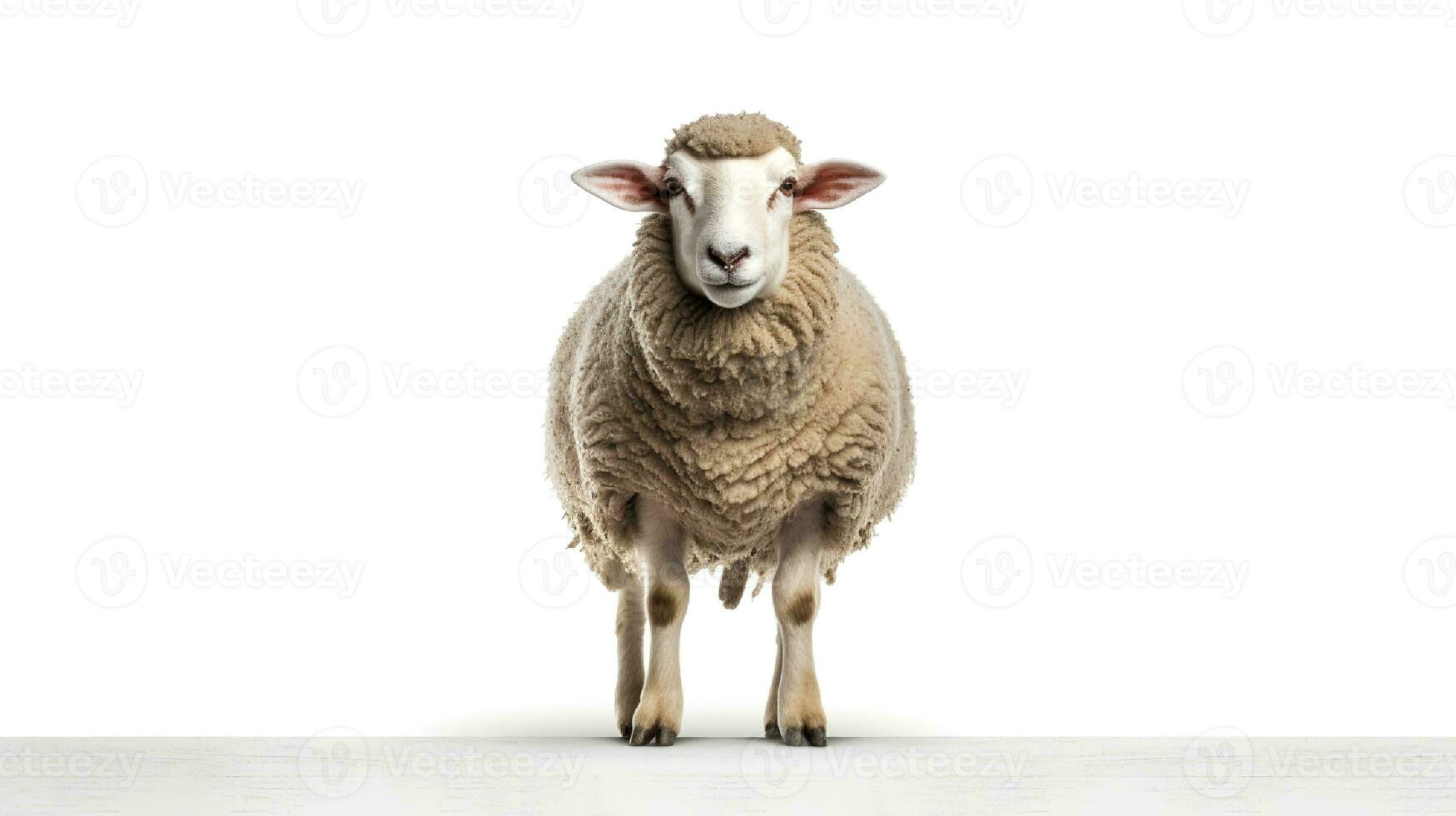 Photo of a sheep on white background. Generative AI