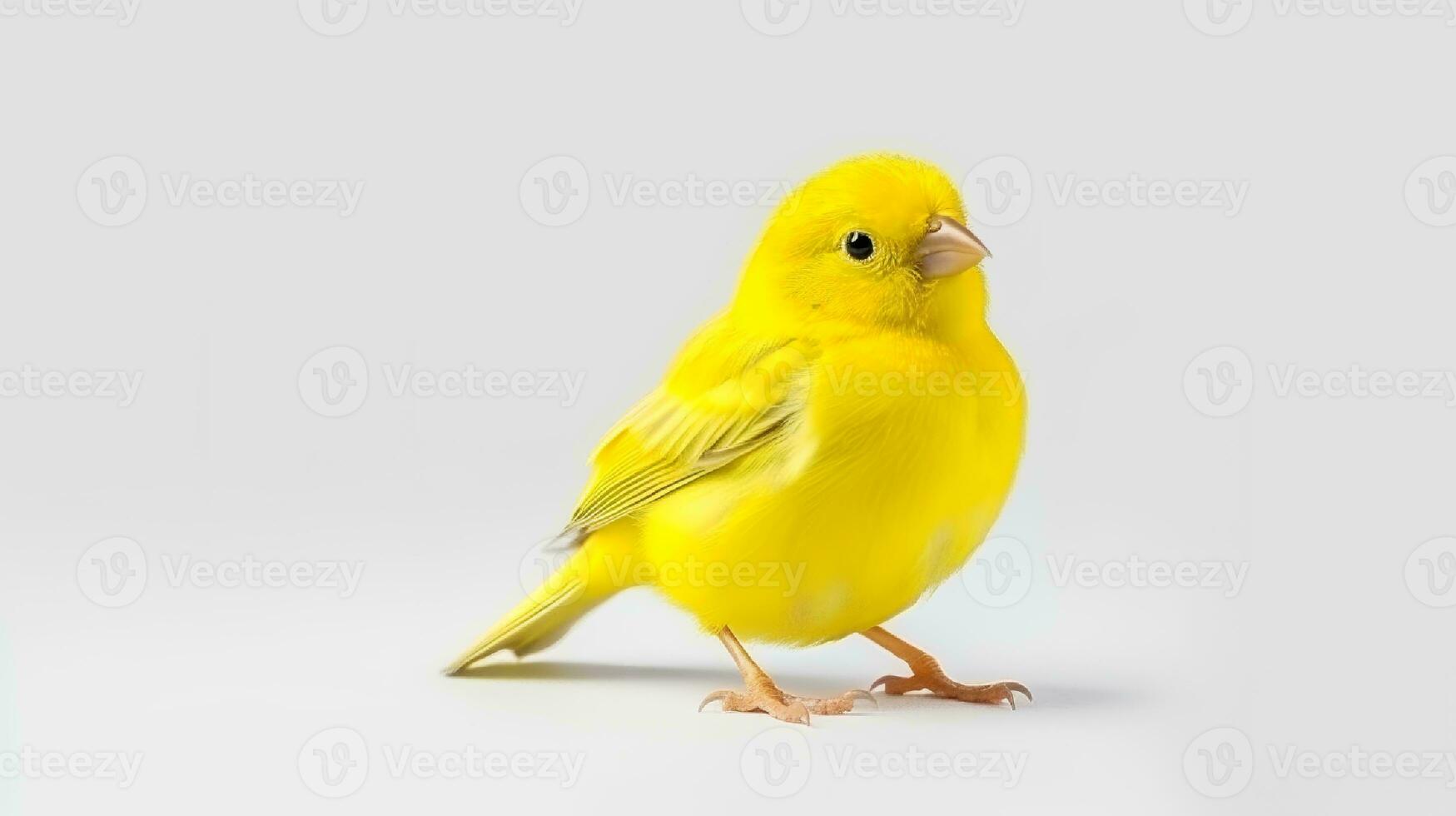 Photo of a canary bird on white background. Generative AI