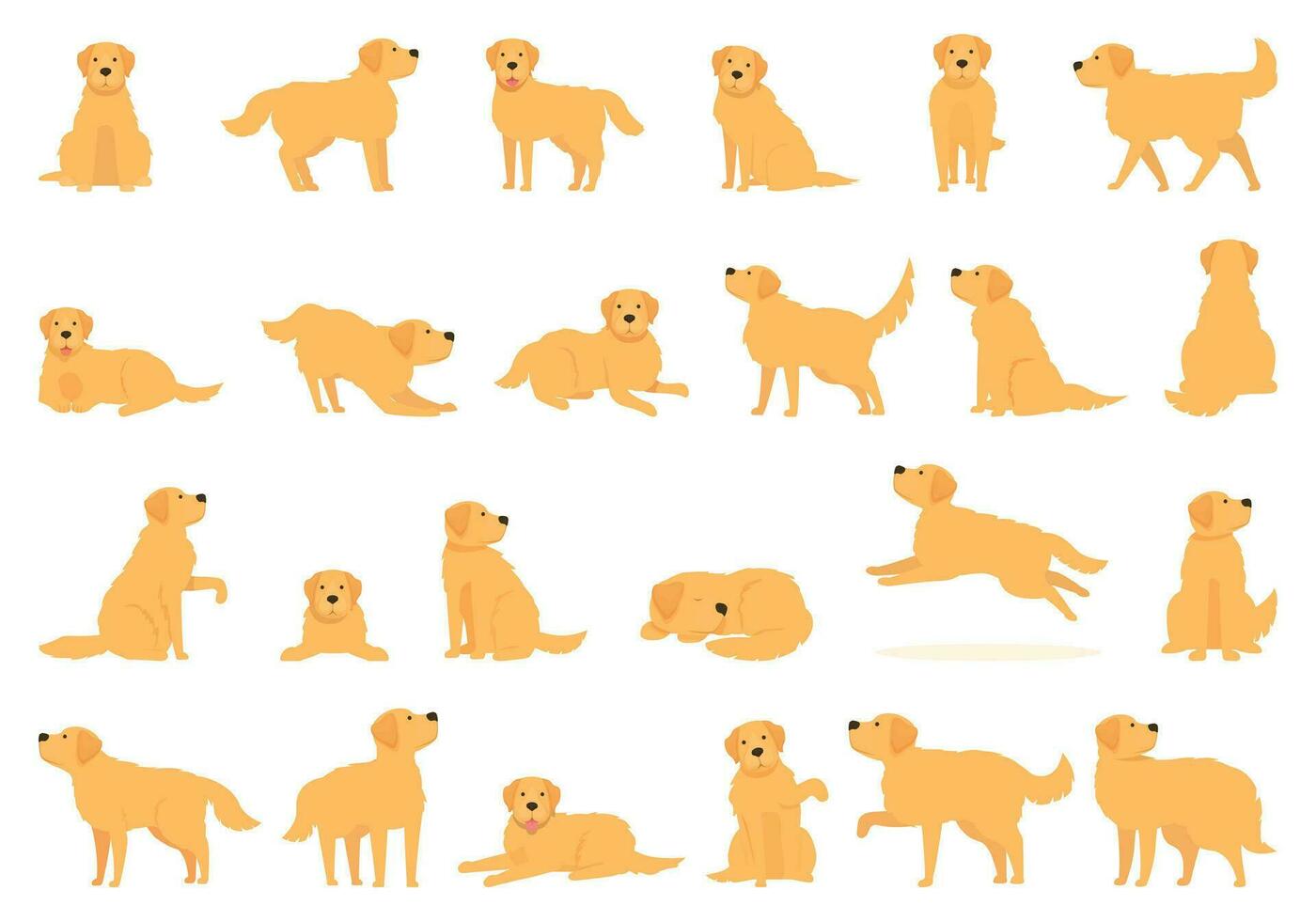 Labrador Retriever icons set cartoon vector. Puppy dog vector