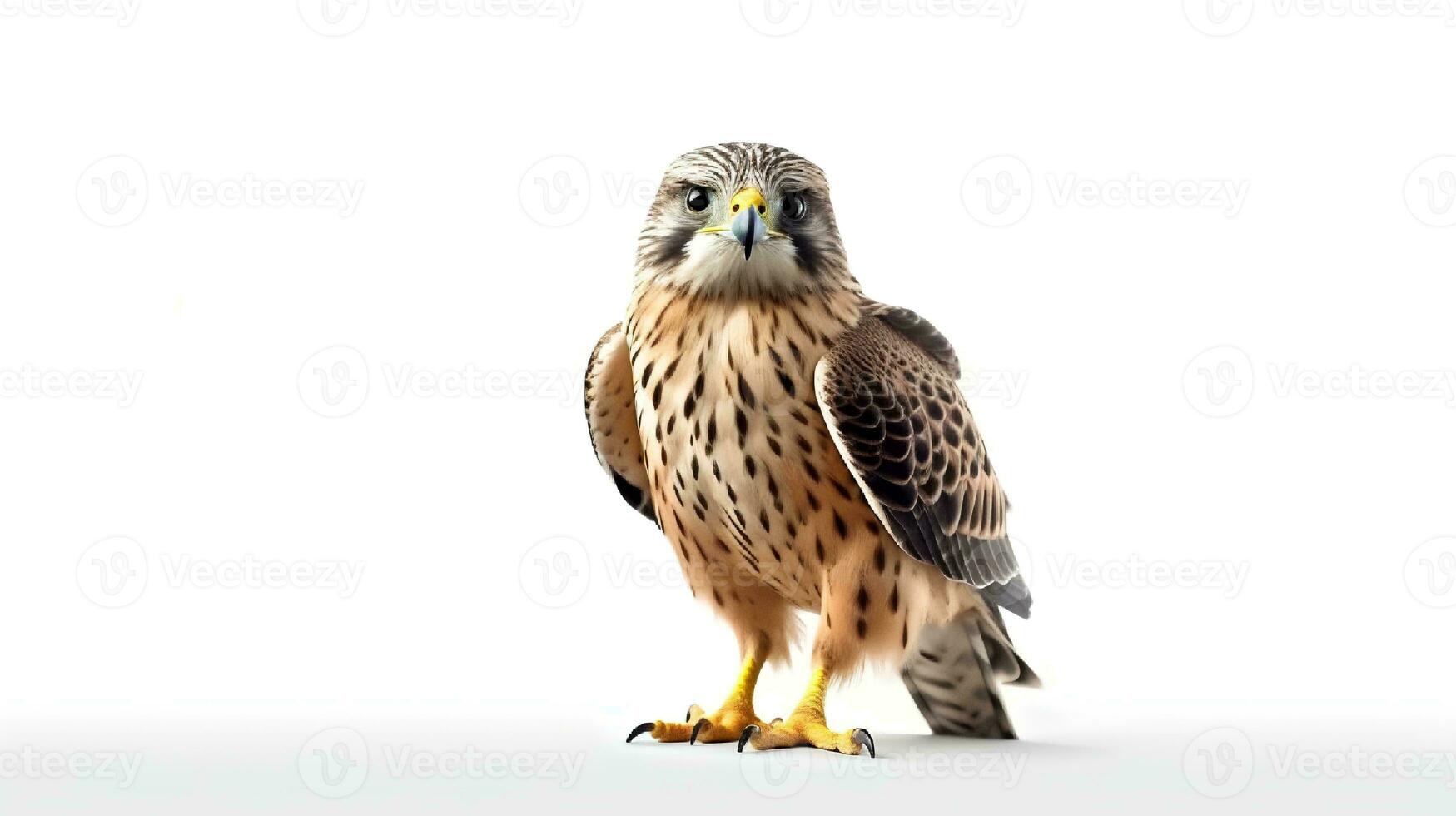 Photo of a Bird of prey on white background. Generative AI