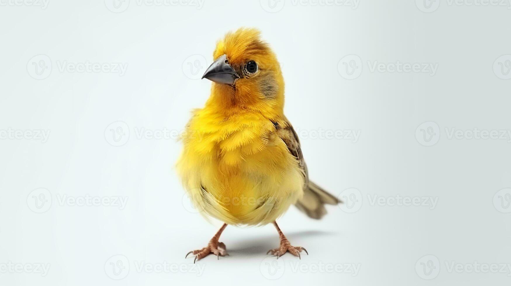 Photo of a canary bird on white background. Generative AI