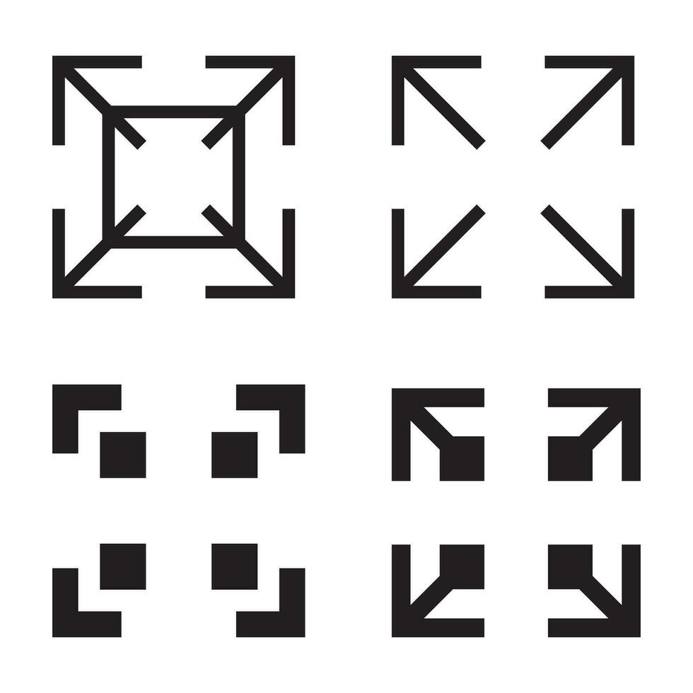 Expand to full screen or full screen - Line art vector icon for apps and websites