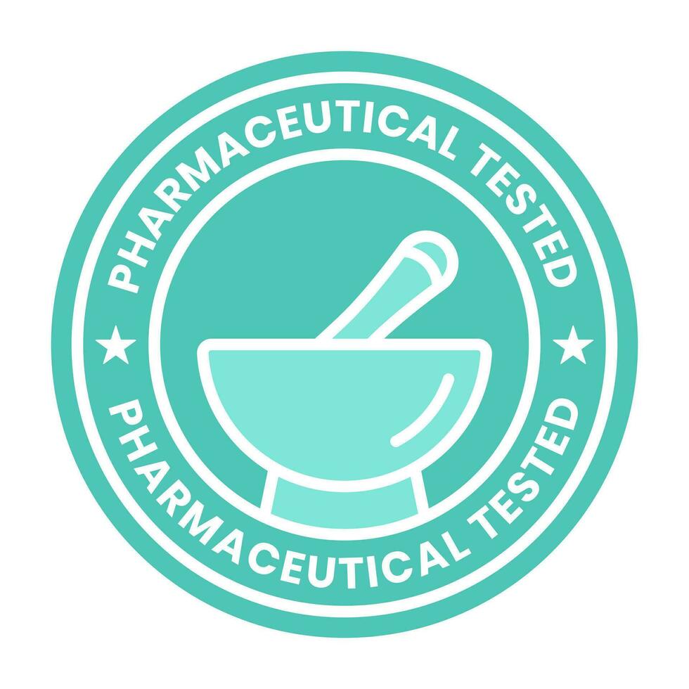 Pharmaceutical tested product stamp label - flat colour icon for apps or websites vector