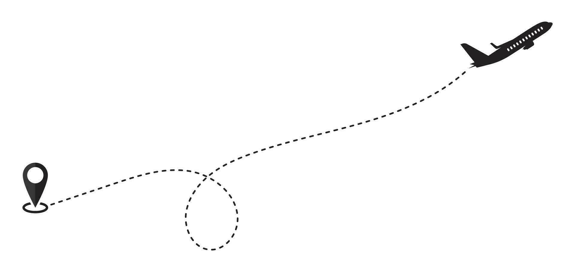 Travel plane path icon or dashed line vector for Airplane path.