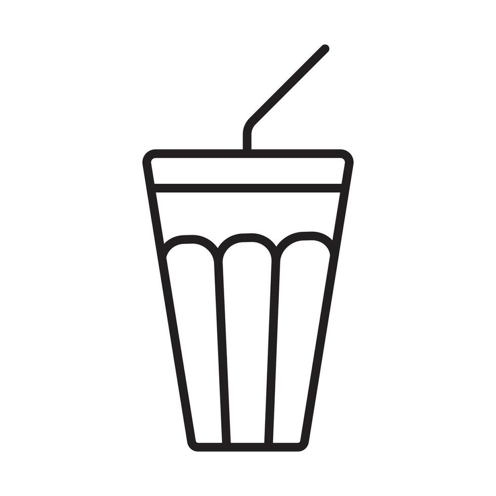 Soda beverage or fast food drink with a straw - Line art icon for apps and websites vector