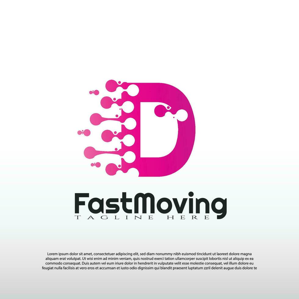 Fast Moving logo with initial D letter concept. Movement sign. Technology business and digital icon -vector vector