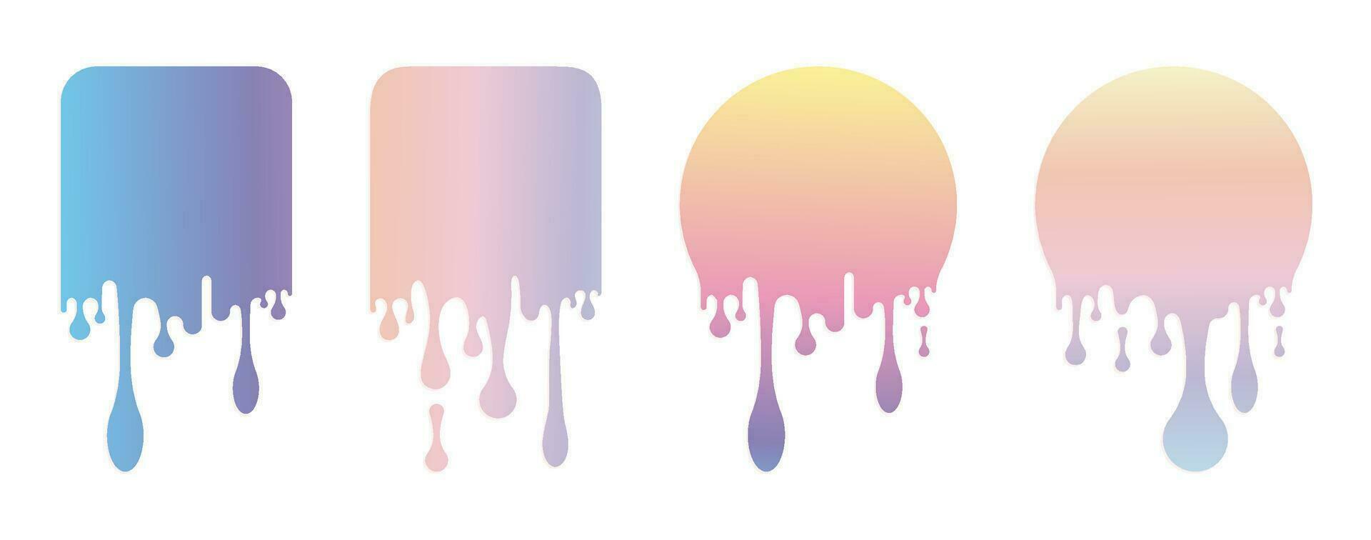 Colorful paint drip or Dripping paint square and circle sticker labels vector