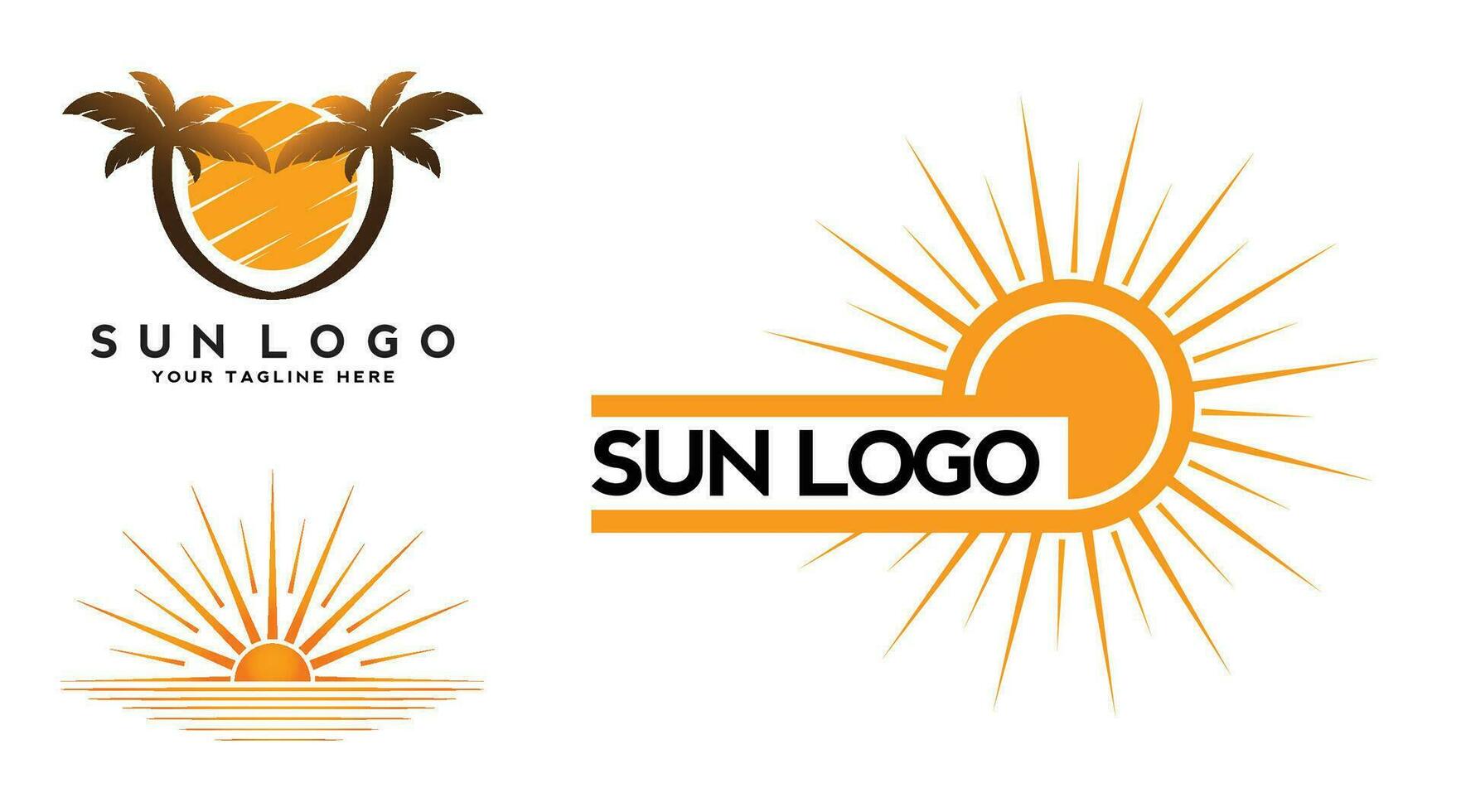 sun logo design on the horizon. summer sign or symbol. Sun icon vector. illustration element. vector