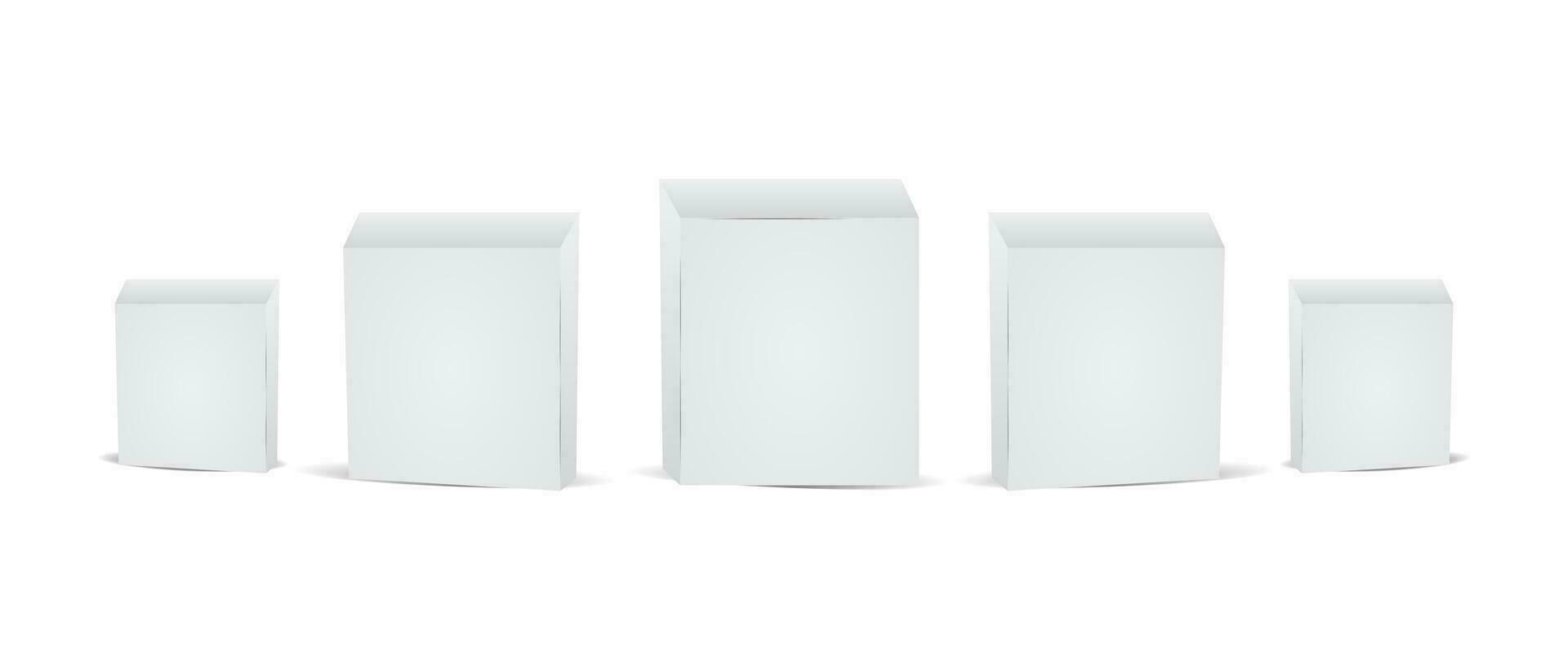 Realistic white empty cardboard package box template. Cardboard boxes with shadows for branding your products. vector