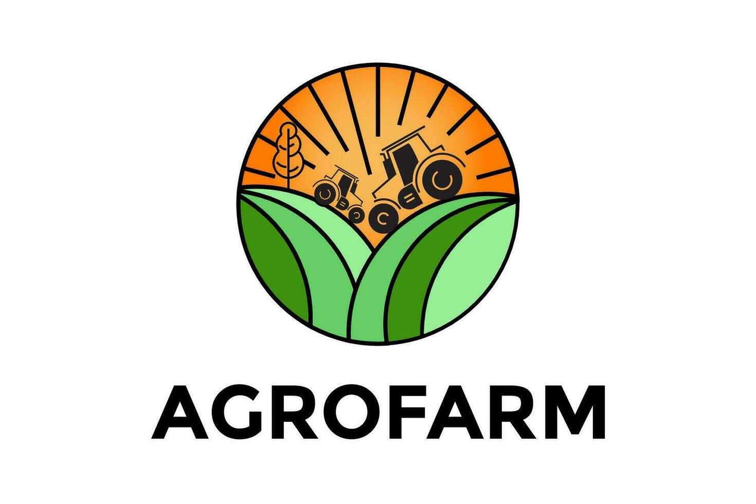 agro granja logo diseño con el concepto de granjero tractor y línea Arte estilo vector