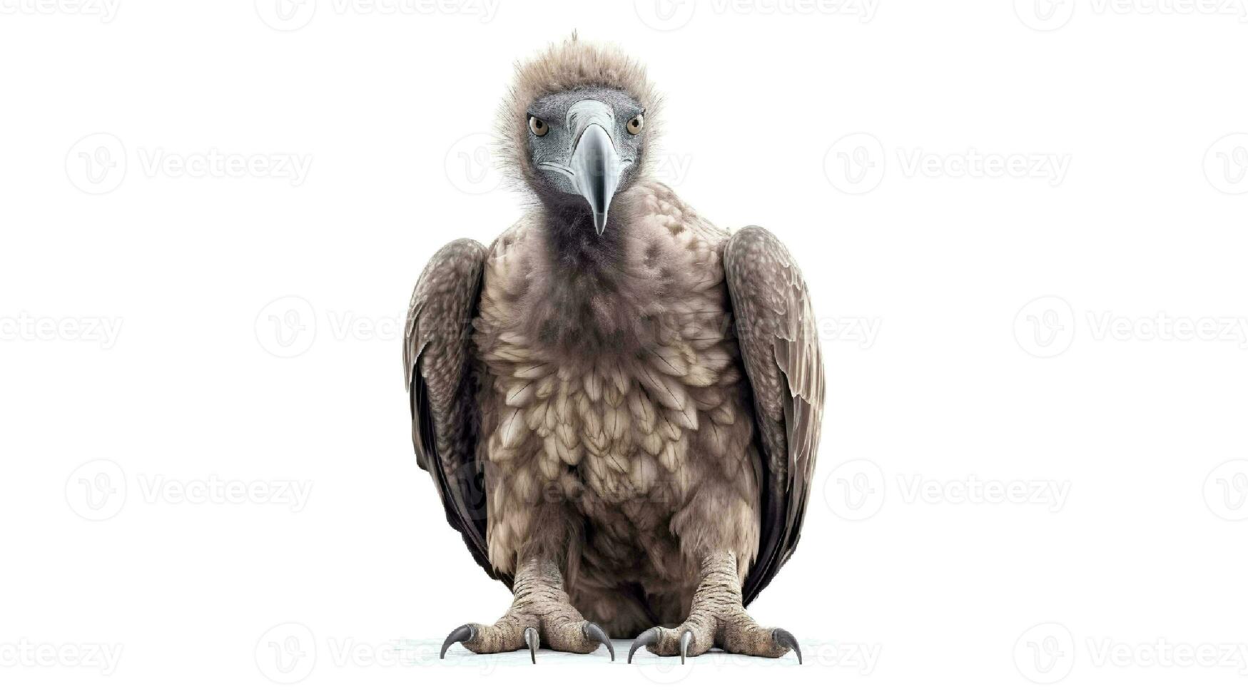 Photo of a vulture on white background. Generative AI