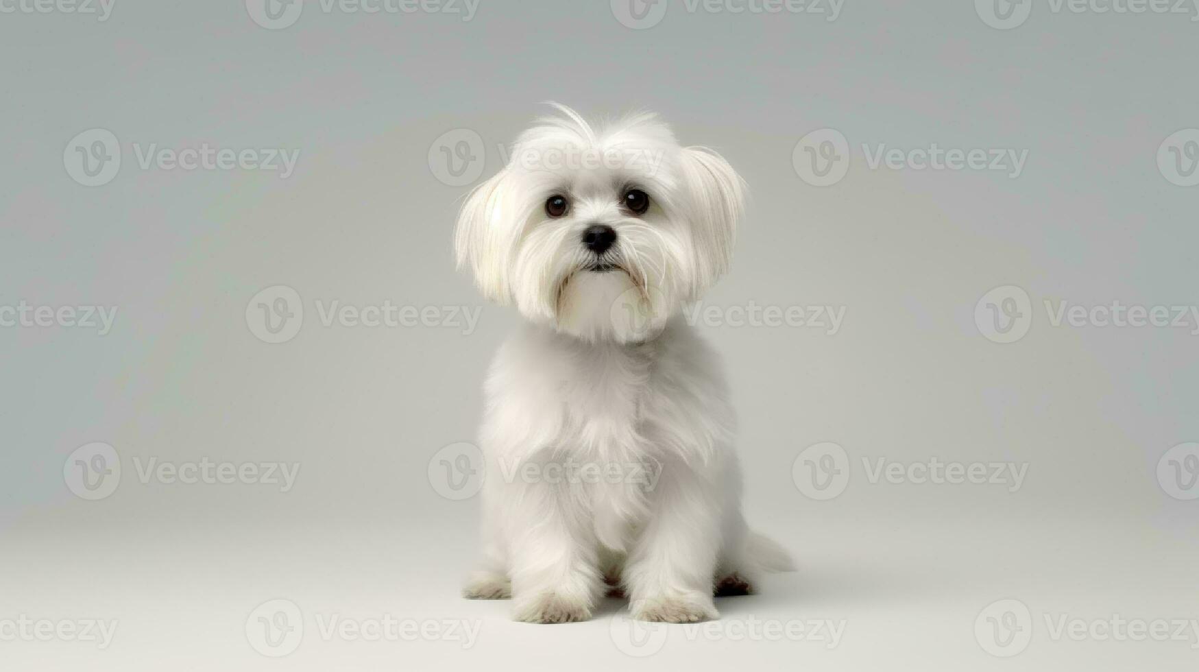 Photo of a lhasa apso on white background. Generative AI