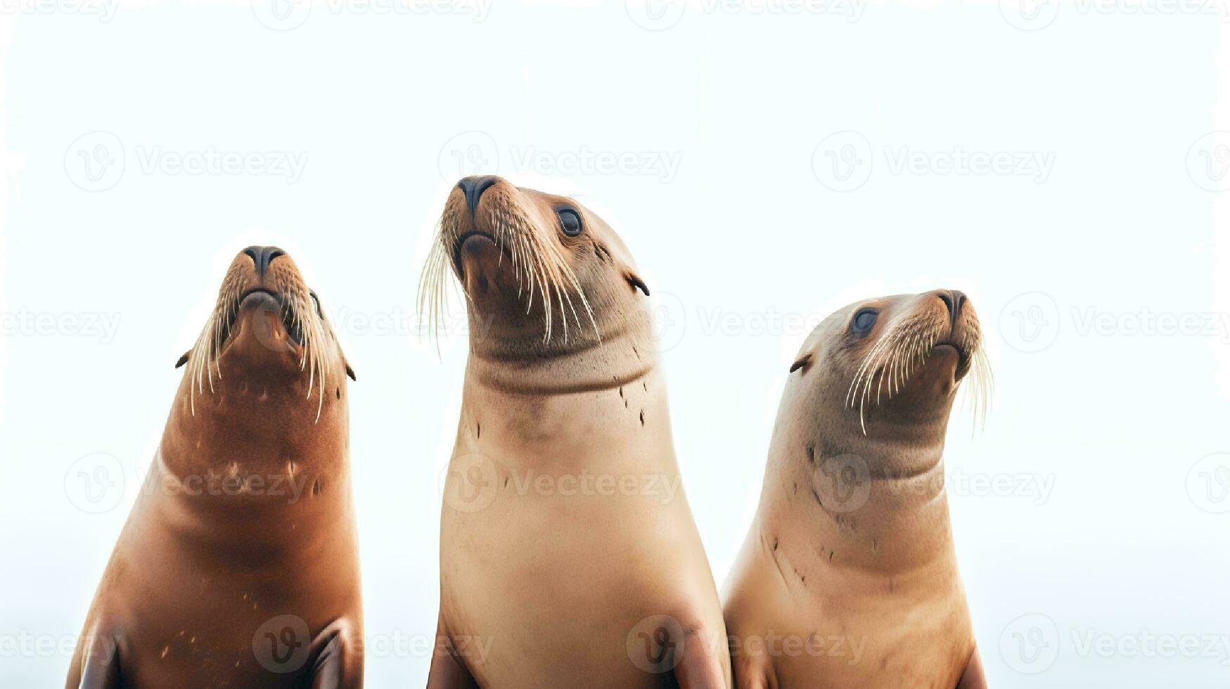 Photo of a sealions on white background. Generative AI