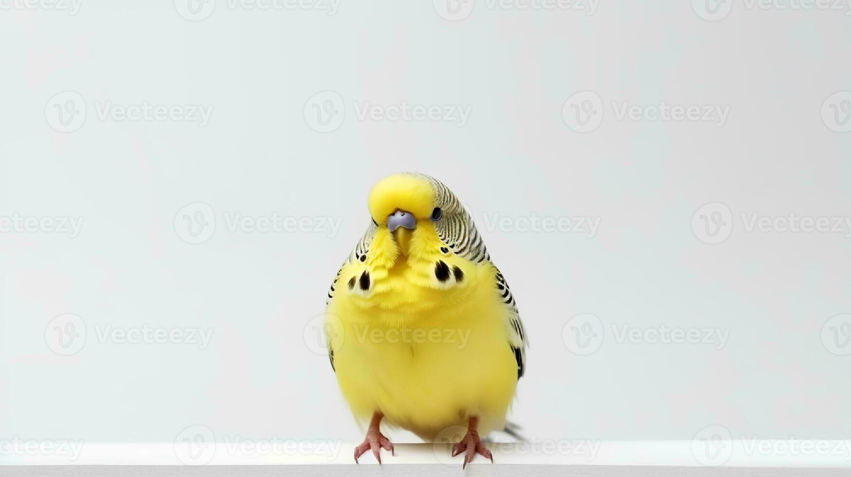 Photo of a Budgie bird on white background. Generative AI