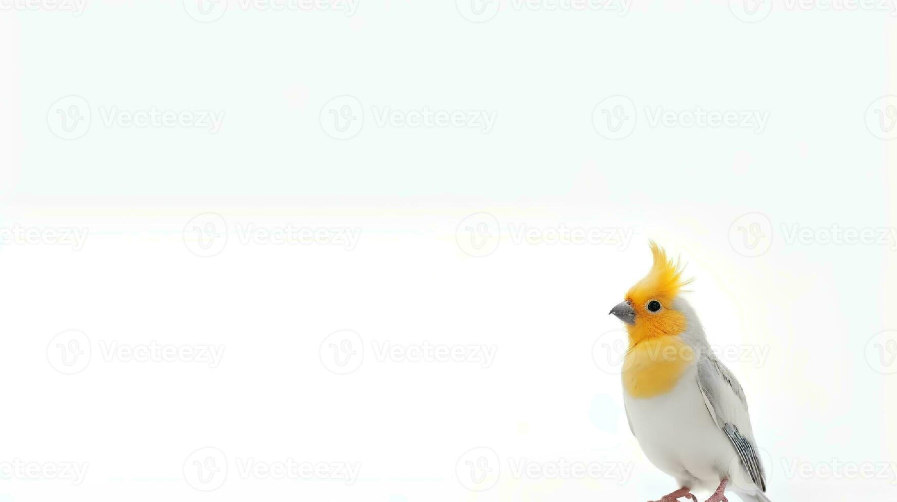 Photo of a cockatiel bird on white background. Generative AI