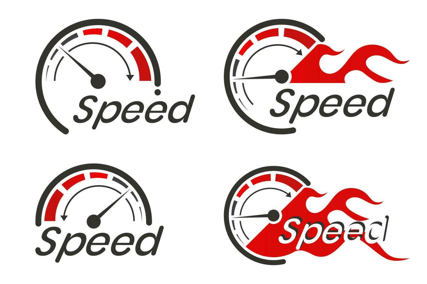 Speed logo with the speedometer concept is isolated on a white background. vector