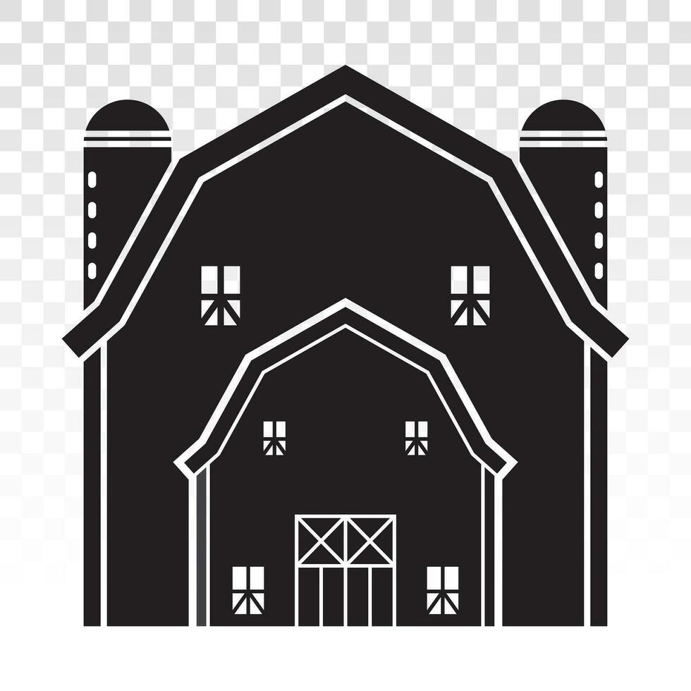 Barn house or farmhouse with pole barns flat icon for apps or websites vector