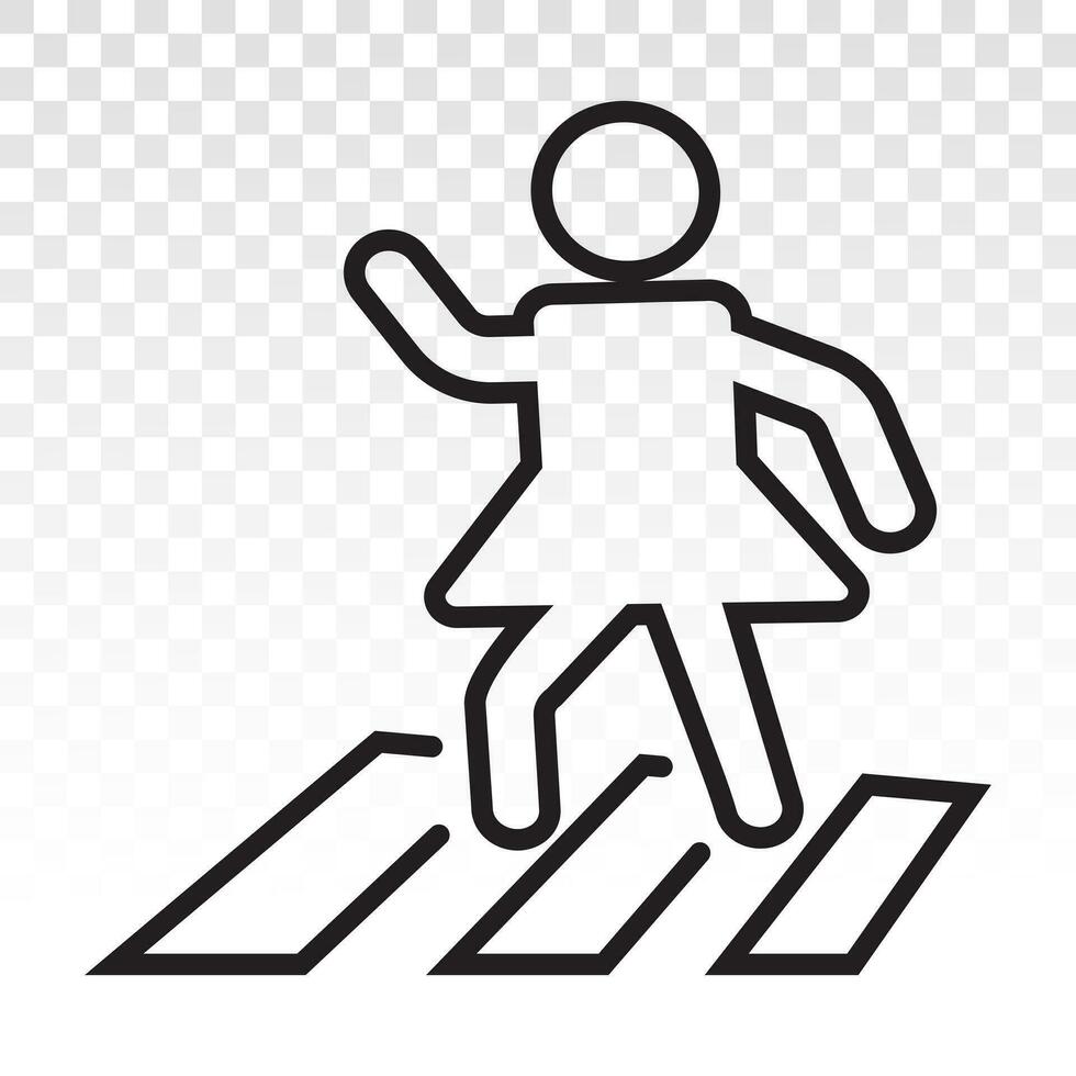 Pedestrian crossing or crosswalk line art icon for apps or website vector
