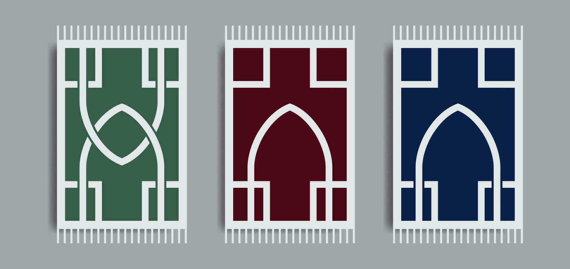 Islamic prayer rug collection vector