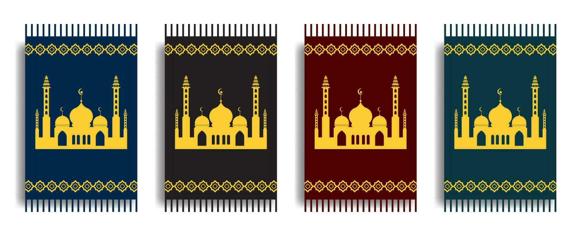 Islamic prayer rug collection vector